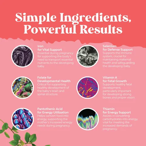 Vista 5 de Natures Craft Gomitas prenatales veganas para mujer, vitaminas prenatales gomosas para mujeres con ácido fólico de hierro y mezcla de superfrutas