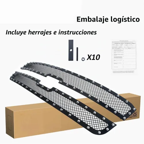 Vista 5 de Rejilla de malla para 2003-2006 Chevy Avalanche 2003-2004 2500/3500/2500 HD 2003-2005 Chevy Silverado 1500/SS Inserto de rejilla con remaches negros