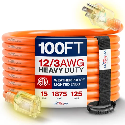 Vista 67 de Cable de extensión de 3 pies para exteriores/interiores, calibre 10/3, ultra resistente, SJTW, resistente al agua, certificación ETL, cable