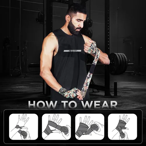 Vista 5 de WYOX Gel Boxing Hand Wraps for Men Women – Elasticated Padded Long Wrist Straps Cotton & Nylon Blend for Muay Thai MMA, Kickboxing, BJJ Combat