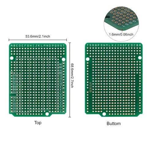 Vista 3 de Placa de prototipo, placa de prototipo de PCB, protoboard de doble cara perforada de 0.100 in de paso de soldadura de circuito de placa de pan Perma