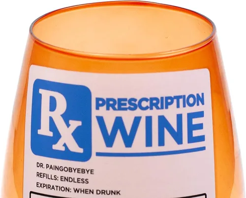 Vista 4 de Copa de vino sin tallo con receta Rx Copa de vino divertida 30 onzas