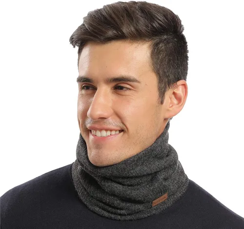 Vista 2 de NovForth Calentador de cuello de invierno para hombre, polaina para el cuello, bufanda de forro polar para hombres, bufandas gruesas a prueba