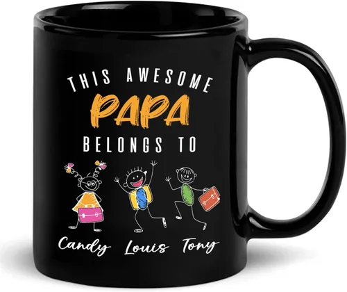 Vista 13 de Taza de café con marco de fotos para nietos con nombre personalizado, regalo para papá abuelo de nieto, nieta, abuelo I Love You, taza de té
