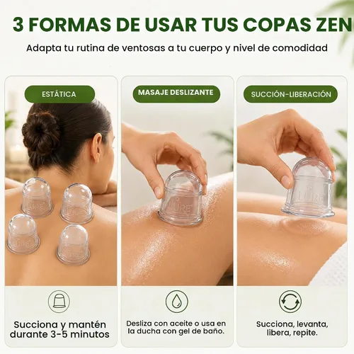 Vista 6 de Juego de terapia de ventosas de silicona 6 tazas de masaje profesional Kit de taza de terapia de ventosas para masaje, liberación miofascial