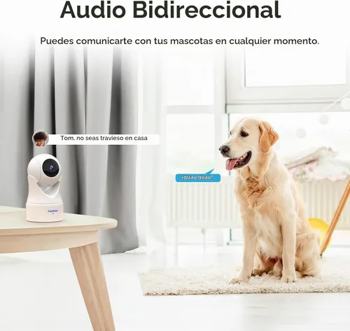Vista 4 de owltron Cámara de seguridad interior 2K, cámaras de 360° para seguridad del hogar con detección de movimiento, WiFi de 2.4G para Blanco-350°