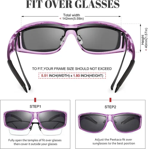 Vista 10 de Polarized Sunglasses Fit Over Glasses for Women Men with UV400 Protection Over Wrap Around Sun Glasses