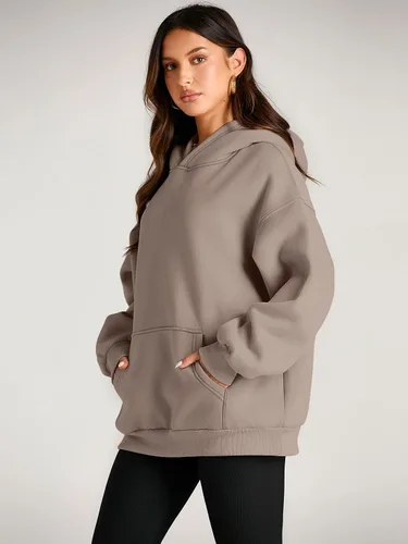 Vista 2 de EFAN - Sudadera con capucha para mujer - Sudadera de vellón sobredimensionada con mangas largas para otoño e invierno, ropa de moda inspirada