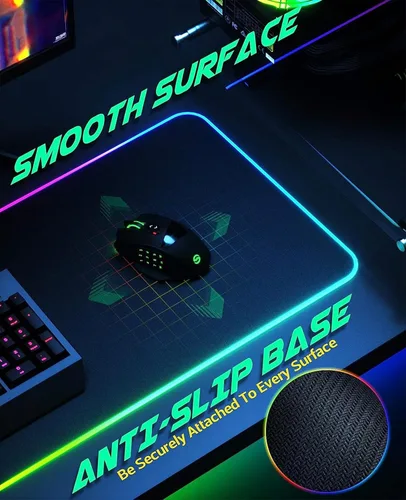 Vista 5 de Mouse Pads Anime Game LED Light Desk Mat XXL Computer Mousepad Backlight Keyboard Cover Table Mause Gaming Mouse Pad RGB Carpet 27.55 inch x12 inch