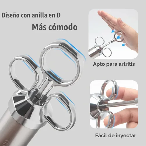 Vista 2 de Ofargo Inyector de carne, 3 agujas para ahumar carnes, carne de res, pavo; jeringa inyectora de adobo de 2 onzas; manual de usuario incluido