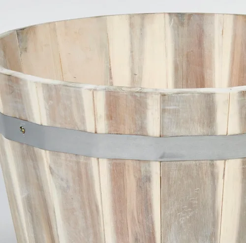 Vista 2 de Worth Imports Maceta natural de barril de madera de 9.5", aceite blanco