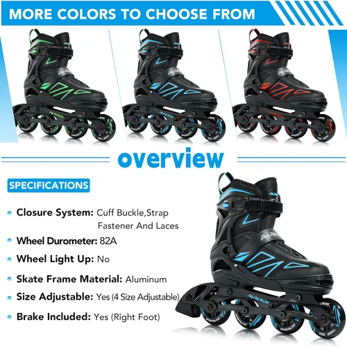 Vista 6 de PAPAISON Patines en línea para niños de 5 a 8 años, 8 a 12 años, tamaño ajustable, patines con cuchillas para principiantes para niños y jóvenes