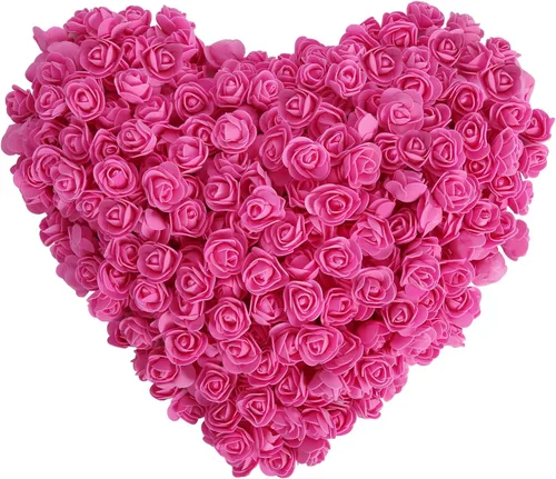 Vista 11 de 500 cabezas de rosas de espuma color burdeos, flores artificiales a granel para manualidades, ramos de boda, centros de mesa de baby shower