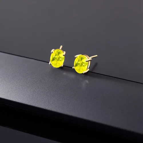 Vista 41 de Gem Stone King Aretes de oro de 14 quilates con piedra natal ovalada de 0.315 x 0.236 in Aretes de oro para mujer