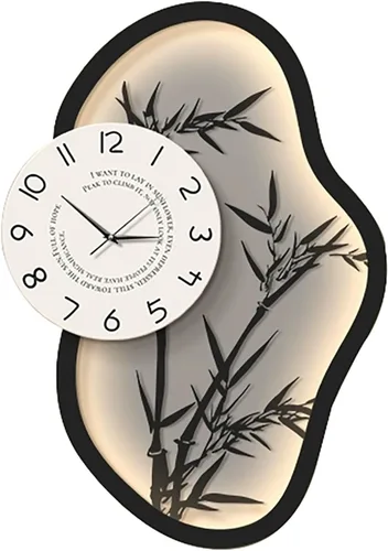 Vista 8 de Silent Modern Wall Clock with Pendulum, Living Room Wall Clock Numerals Battery Operation Wall Clocks for Living Room Bedroom(Black)
