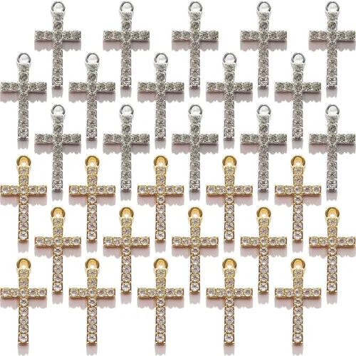 Vista 10 de Zirconia Crystal Rhinestone Cross Charms for Jewelry Making Bracelet Necklace Choke Earring Pendant Key Chain Craft Supplies DIY Accessories