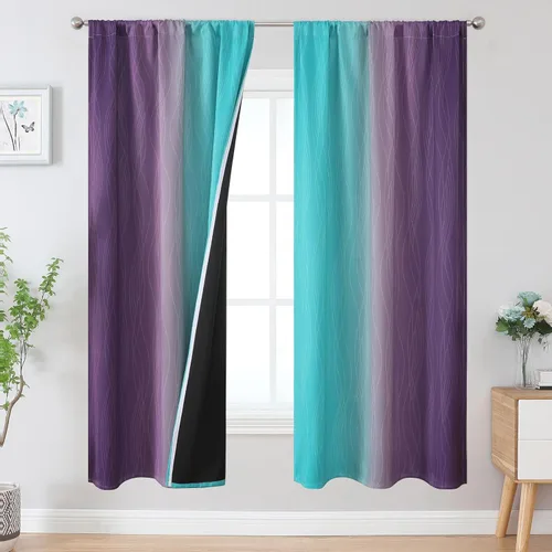 Vista 75 de Estelar Textiler Cortinas oscurecedoras beige y blanco grisáceo de 45 pulgadas de largo, cortinas graduadas con bloqueo de luz para baño, cortinas