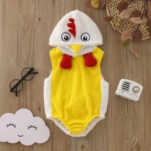 Vista 2 de Ropa de bebé niña de 12 a 18 meses, disfraz de animal de pollo para invierno (blanco, 3-6 meses)