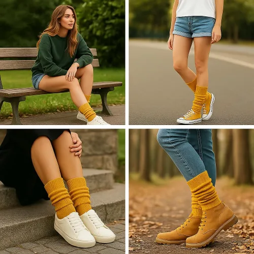 Vista 6 de AWSAmerican Made - Calcetines de algodón extralargos y sueltos para mujer, talla 9 a 11