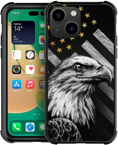 Vista 22 de ZHEGAILIAN Funda compatible con iPhone 14, funda de munición AK 47, parte trasera de vidrio templado+funda protectora de TPU de silicona suave