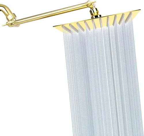 Vista 9 de Cabezal de ducha de lluvia con brazo de extensión ajustable de 11 pulgadas, cabezal de ducha cuadrado grande de acero inoxidable de alto flujo