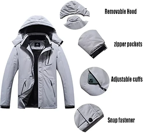 Vista 6 de Chaqueta de esquí impermeable para hombre, resistente al viento, cortavientos, abrigo de nieve cálido con capucha