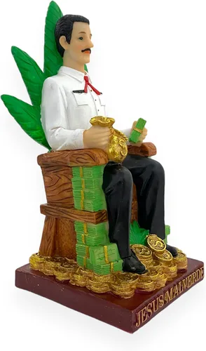 Vista 2 de GCK Estatua de 10 pulgadas Busto de Jesús Malverde Sinaloa Figura México Imagen Estatua