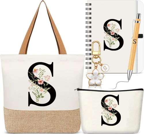 Vista 33 de Talltalk 5 piezas de bolsas de mano con iniciales, regalos para mujer Beige