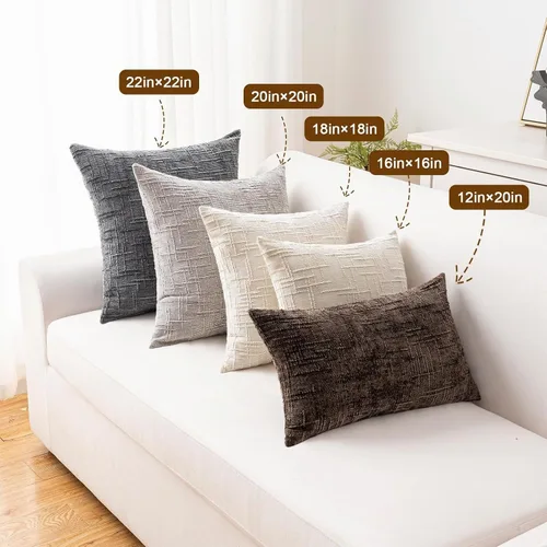 Vista 5 de Juego de 2 fundas de almohada decorativas de 22 x 22 pulgadas, almohadas de felpilla suave y sólida para sofá, cama, sala de estar, decoración