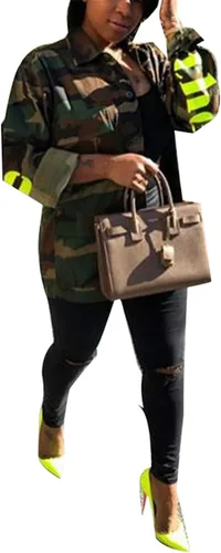 Vista 2 de Abrigo de camuflaje militar con estampado de camuflaje BF para mujer