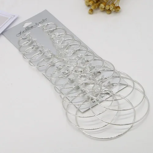 Vista 2 de Juego de 12 pares de aretes de aro con círculo grande, joyería de moda para mujeres y niñas, diámetro 2-7.5cm