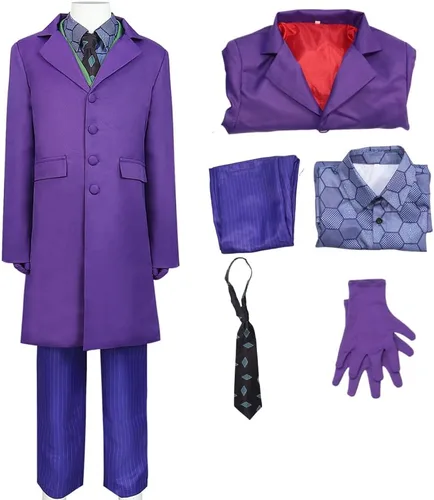 Vista 2 de Disfraz de Joker para niños, disfraz de caballero oscuro de Halloween, chaqueta de traje con accesorios de corbata