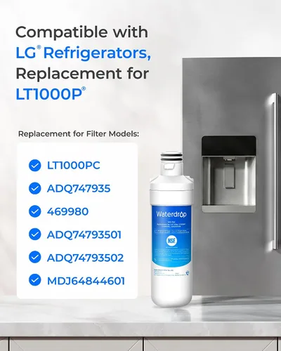 Vista 2 de Waterdrop LT1000PC ADQ747935 MDJ64844601 Filtro de agua para refrigerador, reemplazo para LG® LT1000P®, ADQ74793501, ADQ74793502, 46-9980, 9980