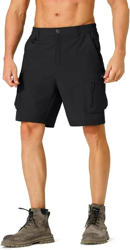 Vista 7 de Pantalones cortos de senderismo para hombre, de secado rápido, ligeros, con múltiples bolsillos, para pesca, campamento, golf