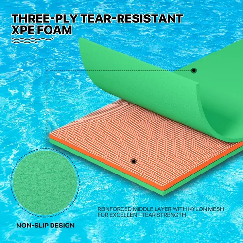 Vista 5 de MADOG - Alfombra de agua flotante para exteriores, para adultos, flotadores gigantes de piscina de 12 pies/18 pies para piscina, lago y océano, 3