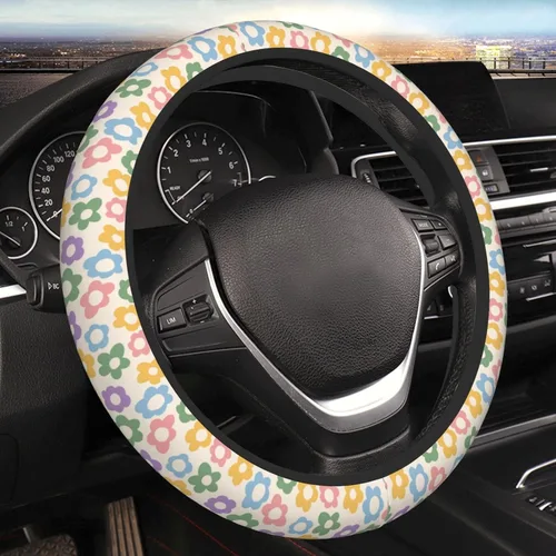 Vista 9 de Funda universal para volante de flores retro de 15 pulgadas, accesorios de automóvil, protector para mujeres y hombres