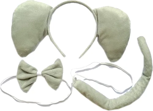 Vista 2 de TIKSON Conjunto de disfraz de animal de 4 piezas diadema de elefante corbata de lazo accesorios para disfraz de Halloween