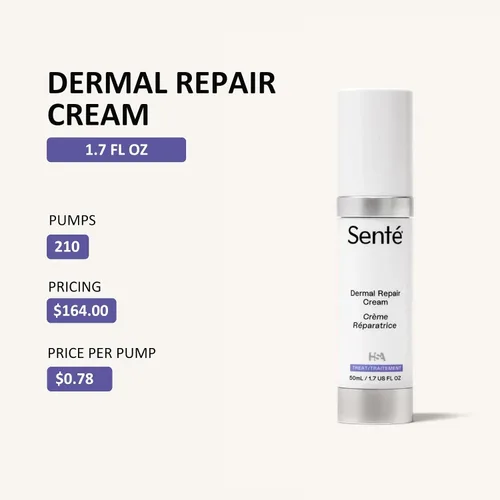 Vista 5 de Senté Dermal Repair Crema facial Nutritiva para rosácea, piel sensible y después del procedimiento Hidrata y suaviza con HSA patentada