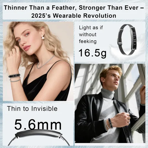 Vista 2 de Reloj inteligente para mujeres y hombres, pulsera inteligente ultraligera con monitor de frecuencia cardíaca/oxígeno en sangre/sueño/podómetro