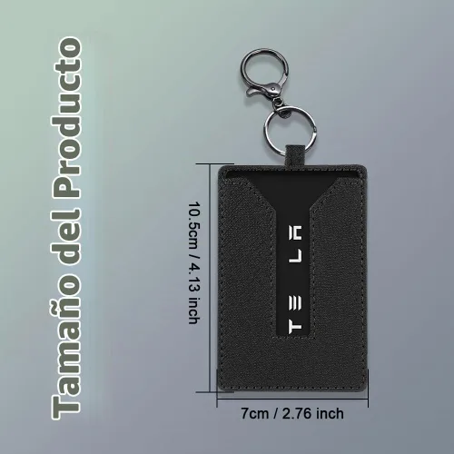 Vista 2 de Tarjetero de piel auténtica con llavero