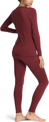 Vista 2 de TSLA Conjunto de ropa interior térmica para mujer, vellón suave, pantalones largos, primera capa cálida para invierno, parte superior e inferior