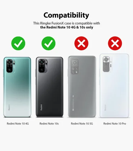 Vista 2 de Ringke Fusion-X - Funda compatible con Xiaomi Redmi Note 10, Redmi Note 10S, parte trasera transparente, resistente, a prueba de golpes, TPU