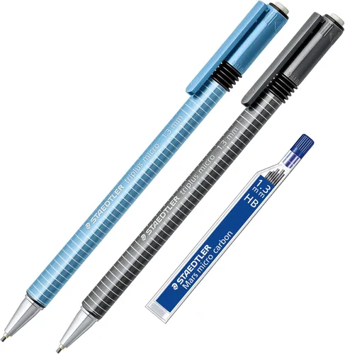 Vista 2 de STAEDTLER Triplus - Lápices mecánicos micro, plomo #2 de 0.051 in con borrador giratorio, agarre triangular ergonómico, incluye 6 repuestos, plomo