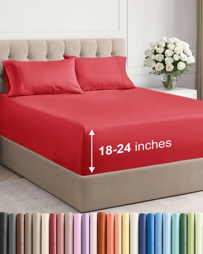Vista 21 de Sábanas individuales de bolsillo extra profundo, sábanas transpirables y refrescantes de 3 piezas, juego de sábanas de lujo para hotel, suaves, sin