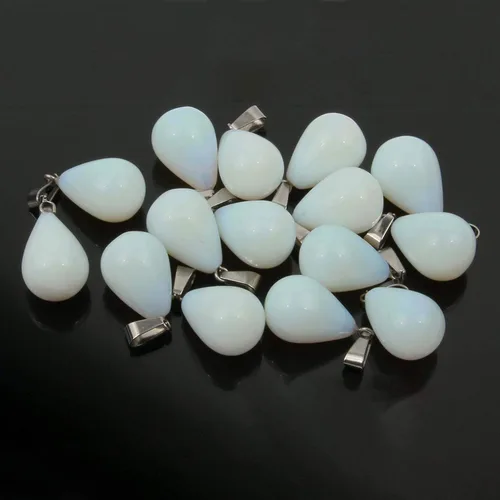 Vista 10 de LE SKY 20 colgantes de piedra natural, redondos, forma de gota de agua, ágata, cristal curativo, dijes de piedra curativa, bricolaje para hacer joyas