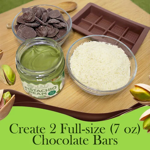 Vista 4 de Kit de chocolate Dubai: el juego de bricolaje incluye molde, obleas de fusión de 12.3 onzas, Kataifi de 3.5 onzas, untado de pistacho de 7 onzas
