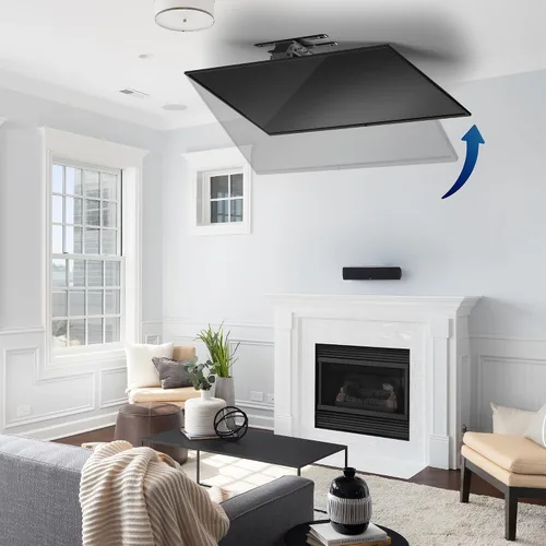 Vista 6 de VIVO Soporte eléctrico abatible y giratorio para TV de techo para pantallas de 37 a 70 pulgadas, soporte VESA de techo plano motorizado grande