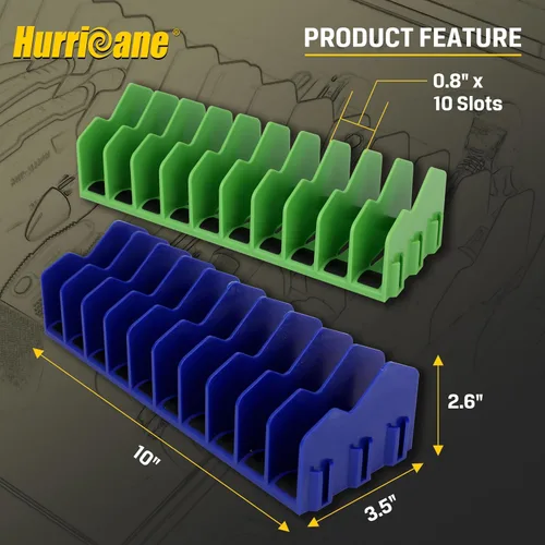 Vista 2 de HURRICANE Alicates organizador con base de goma antideslizante, diseño extensible, azul y verde, paquete de 2
