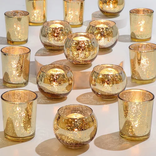 Vista 9 de DEVI 24 piezas Portavelas votivas de vidrio, portavelas de vidrio transparente para velas flotantes y luces de té, centros de mesa para bodas