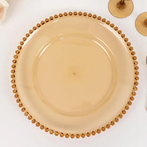 Vista 48 de Efavormart - Paquete de 10 platos de postre de plástico transparente rubor con borde de cuentas, platos redondos desechables para ensalada, 8